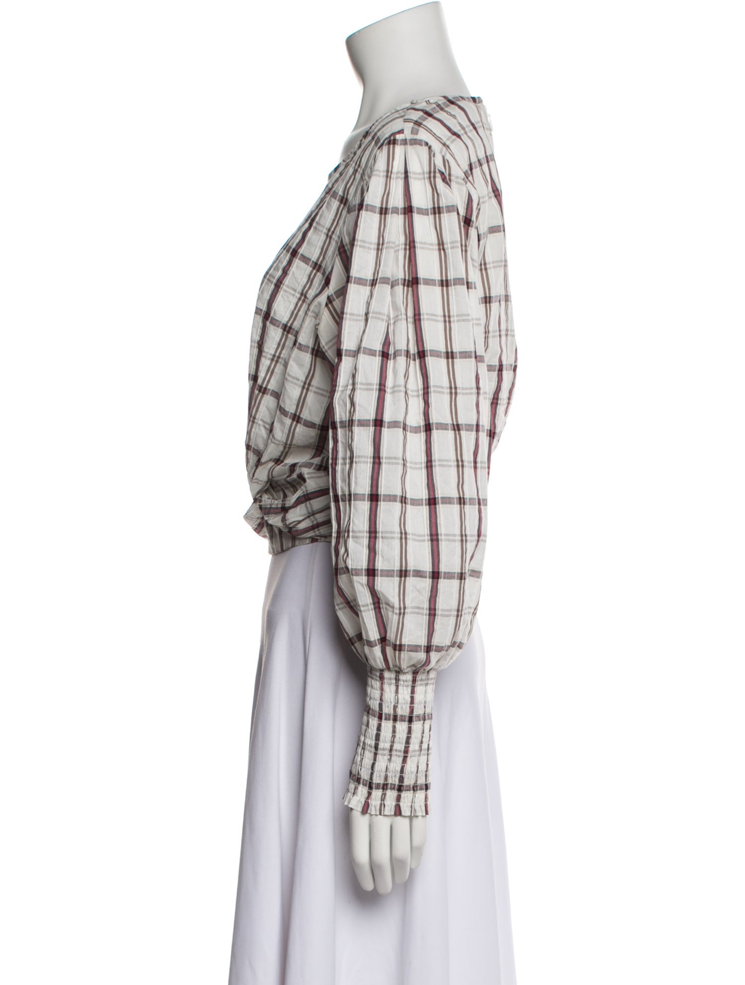 Veronica Beard Plaid Print Scoop Neck Crop Top