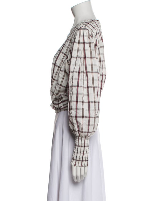 Veronica Beard Plaid Print Scoop Neck Crop Top