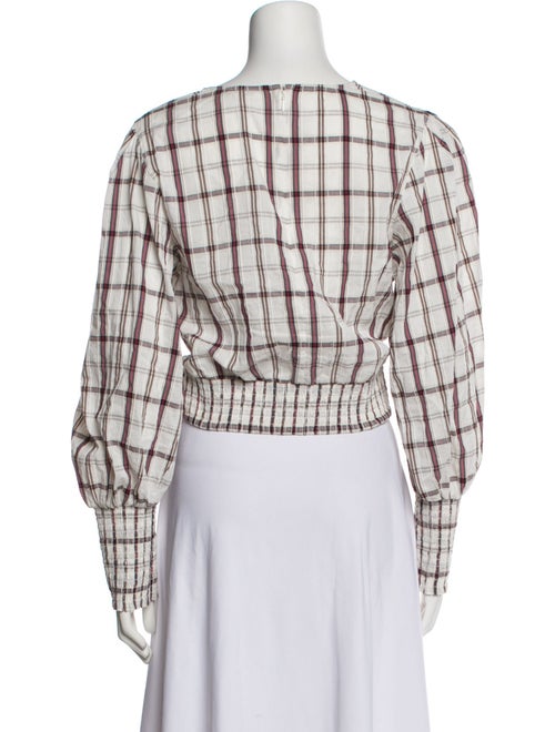 Veronica Beard Plaid Print Scoop Neck Crop Top