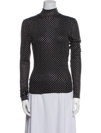 Veronica Beard Polka Dot Print Mock Neck Button-Up Top