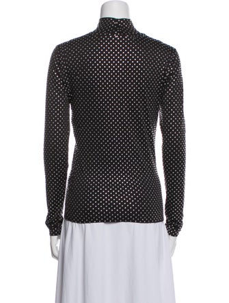 Veronica Beard Polka Dot Print Mock Neck Button-Up Top