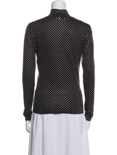 Veronica Beard Polka Dot Print Mock Neck Button-Up Top