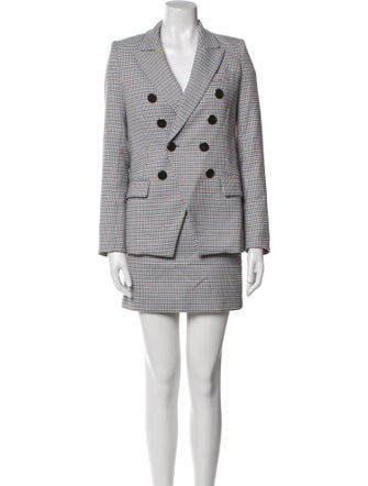 Veronica Beard Houndstooth Print Lace Trim Embellishment Skirt Suit