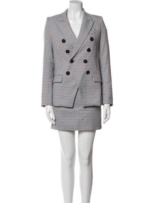 Veronica Beard Houndstooth Print Lace Trim Embellishment Skirt Suit