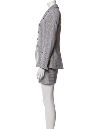 Veronica Beard Houndstooth Print Lace Trim Embellishment Skirt Suit