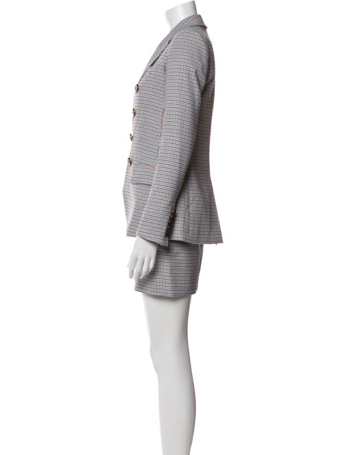 Veronica Beard Houndstooth Print Lace Trim Embellishment Skirt Suit