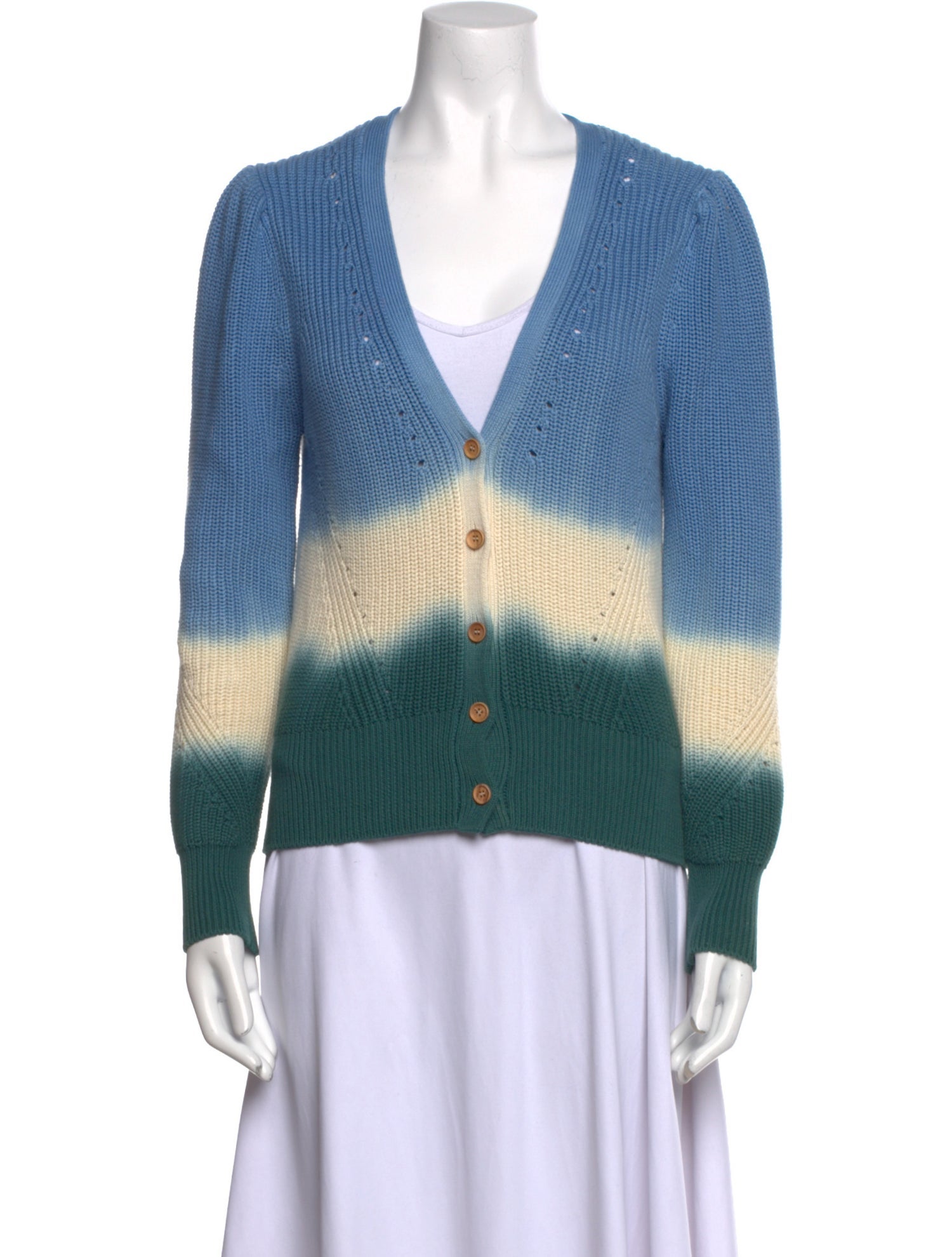 Veronica Beard Colorblock Pattern V-Neck Sweater