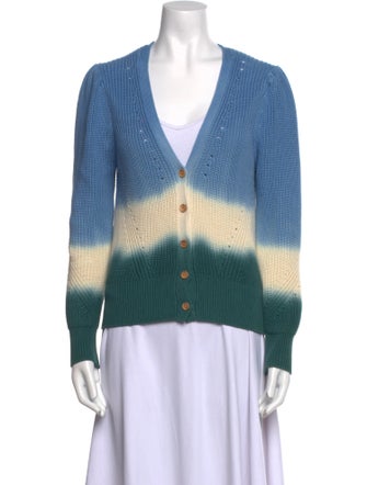 Veronica Beard Colorblock Pattern V-Neck Sweater