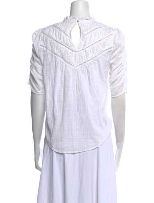 Veronica Beard Mock Neck Short Sleeve Button-Up Top