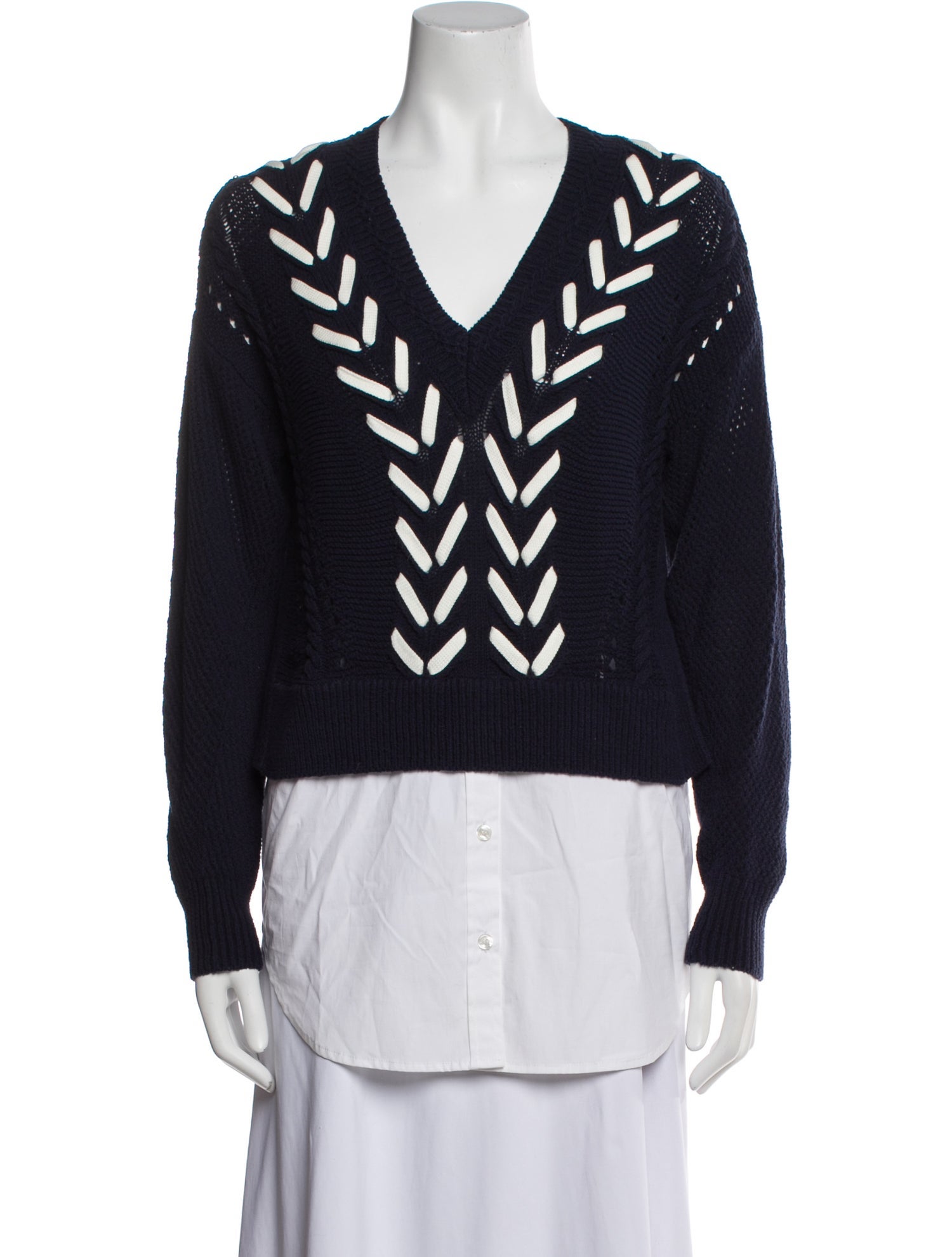 Veronica Beard Printed V-Neck Sweater