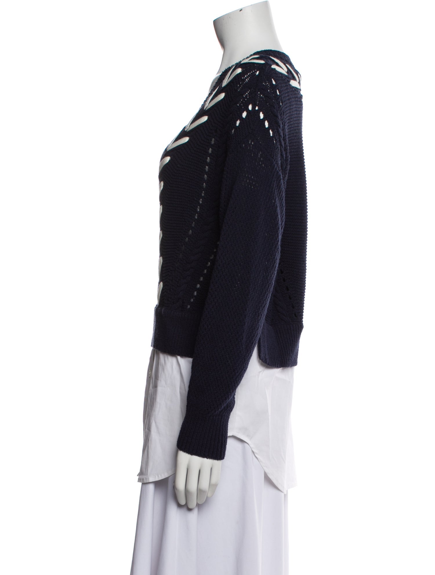 Veronica Beard Printed V-Neck Sweater