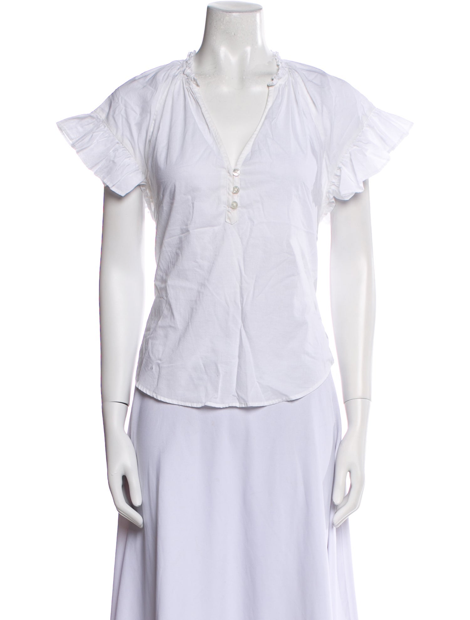 Veronica Beard V-Neck Short Sleeve Blouse