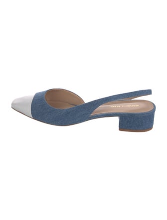 Veronica Beard Denim Colorblock Pattern Slingback Flats