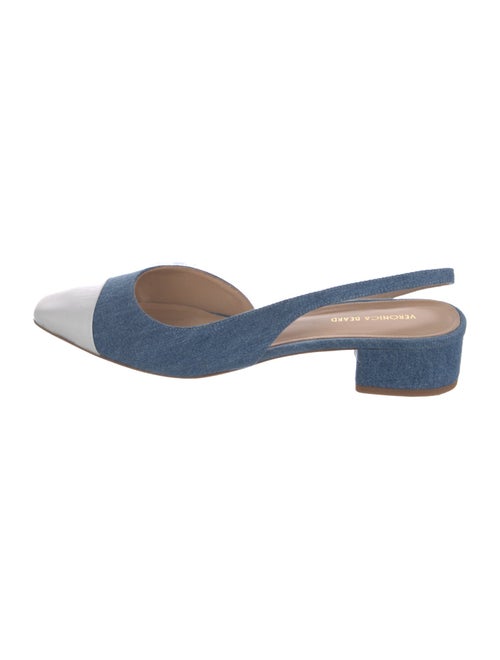 Veronica Beard Denim Colorblock Pattern Slingback Flats