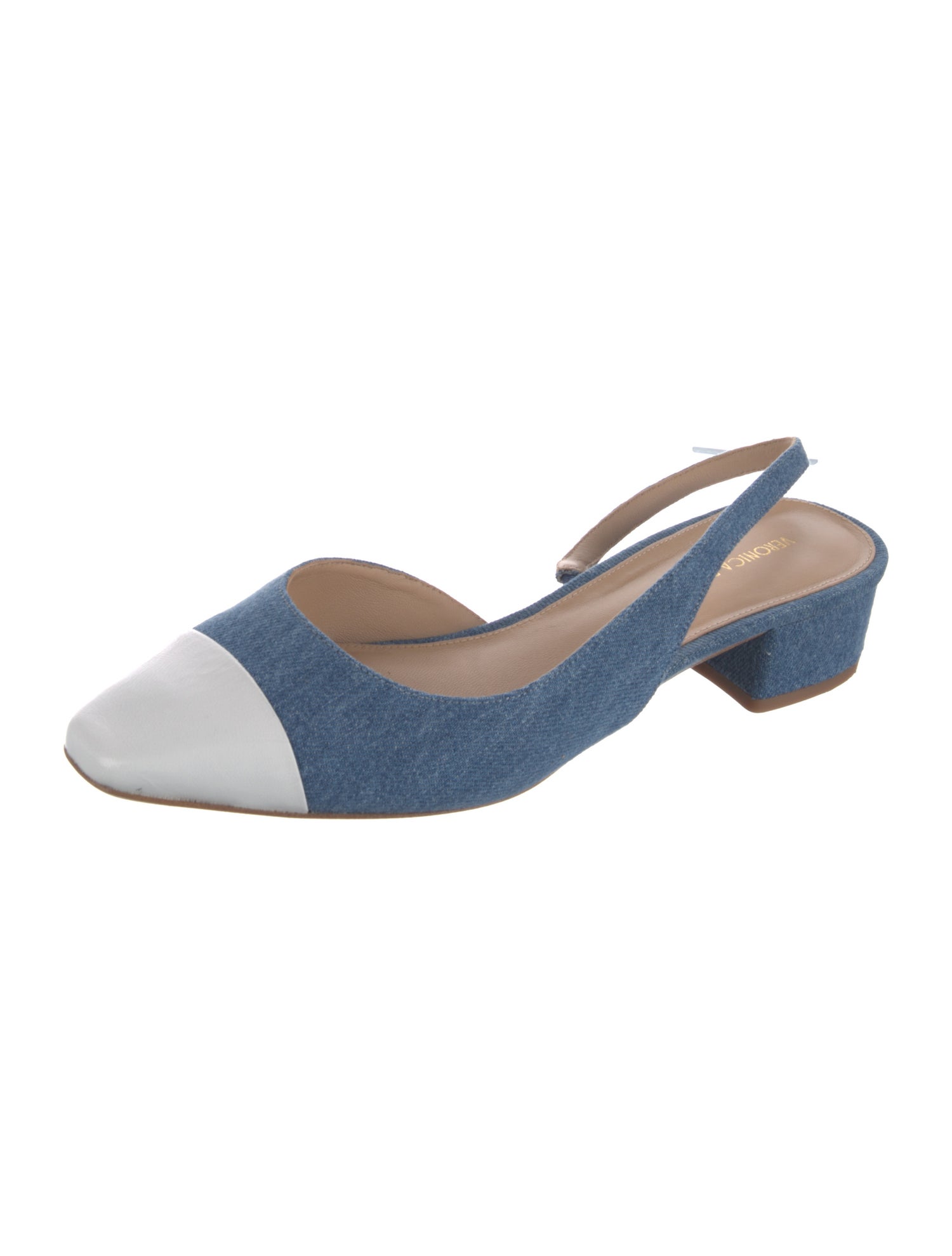 Veronica Beard Denim Colorblock Pattern Slingback Flats
