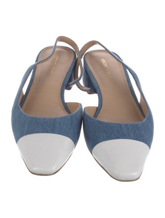 Veronica Beard Denim Colorblock Pattern Slingback Flats