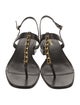 Veronica Beard Leather Chain-Link Accents T-Strap Sandals