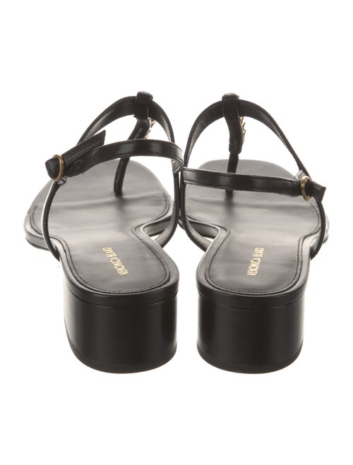 Veronica Beard Leather Chain-Link Accents T-Strap Sandals