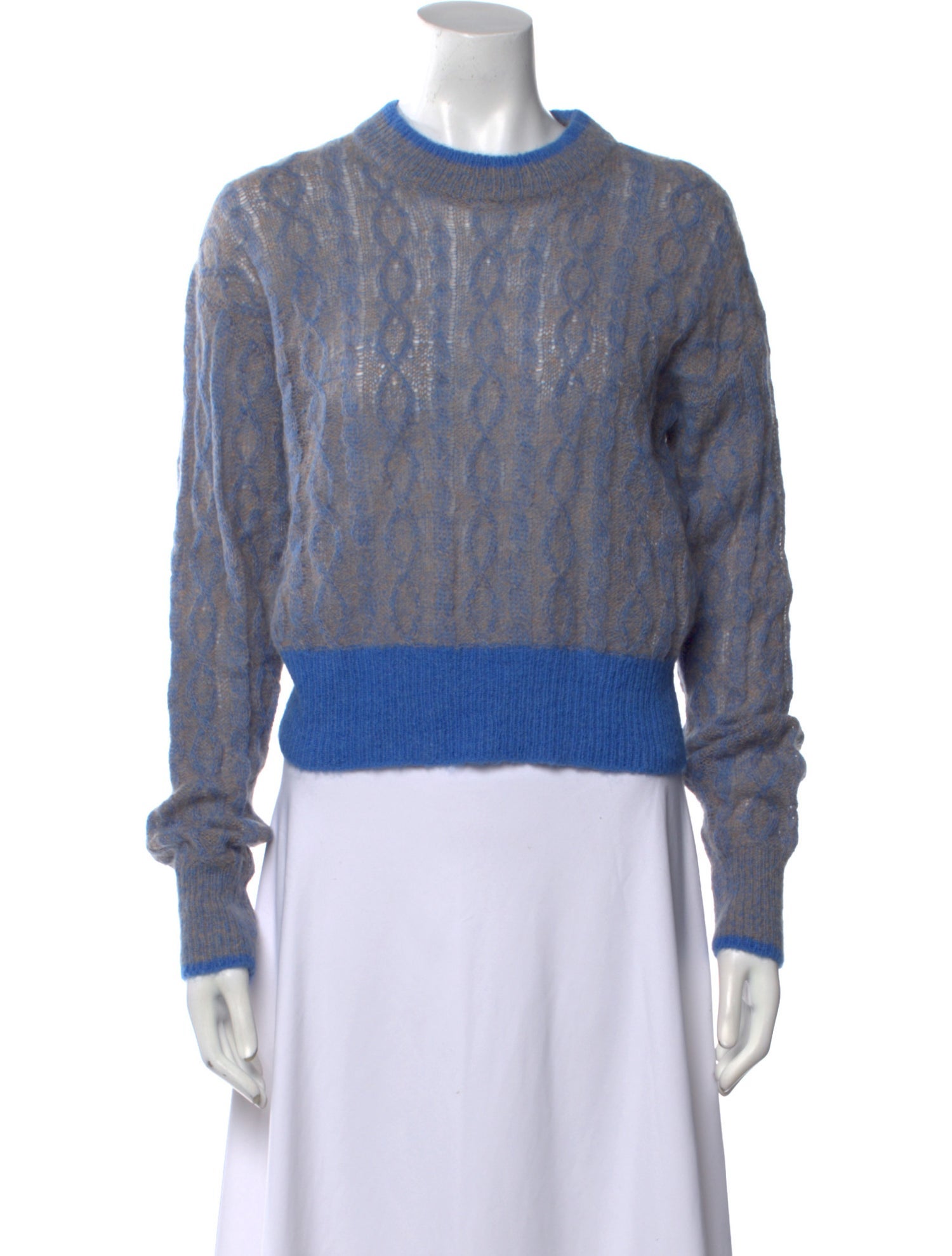 Veronica Beard Colorblock Pattern Crew Neck Sweater