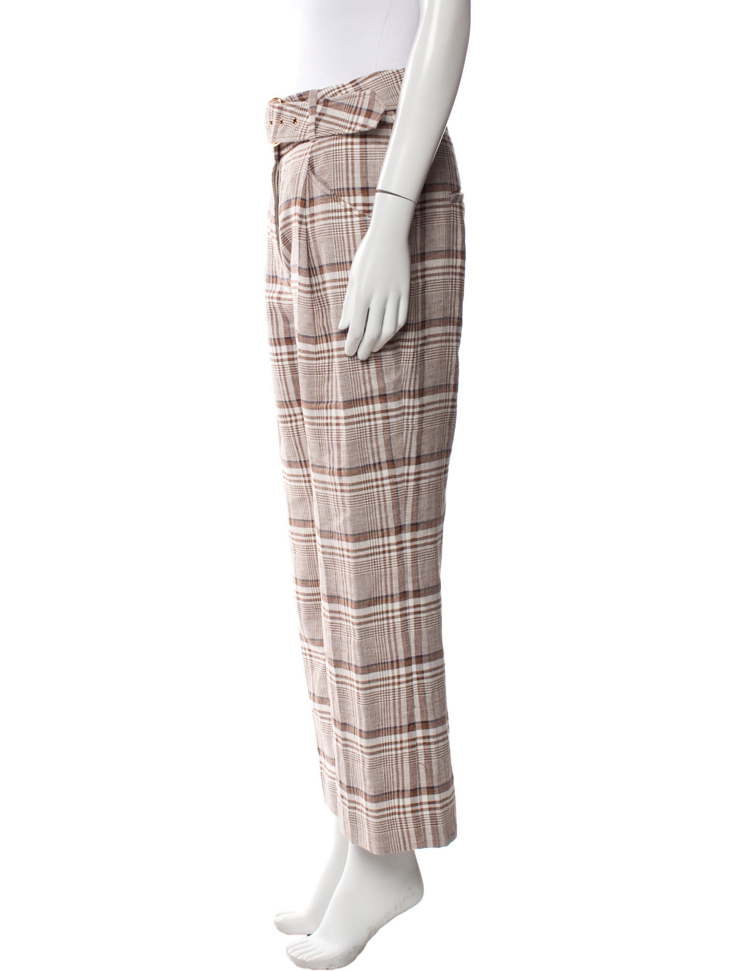 Veronica Beard Plaid Print Wide Leg Pants