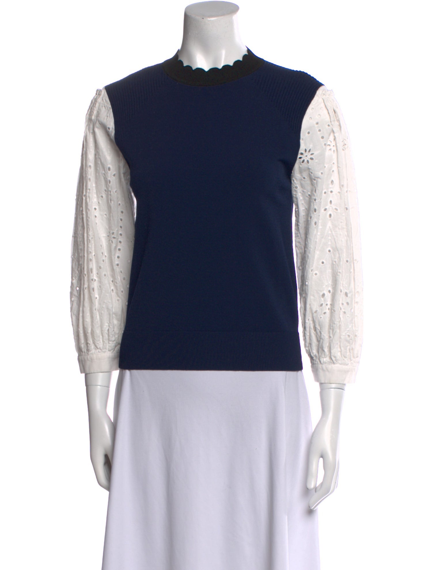 Veronica Beard Crew Neck Three-Quarter Sleeve Sweatshirt