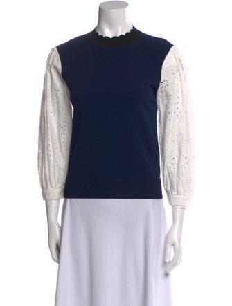 Veronica Beard Crew Neck Three-Quarter Sleeve Sweatshirt