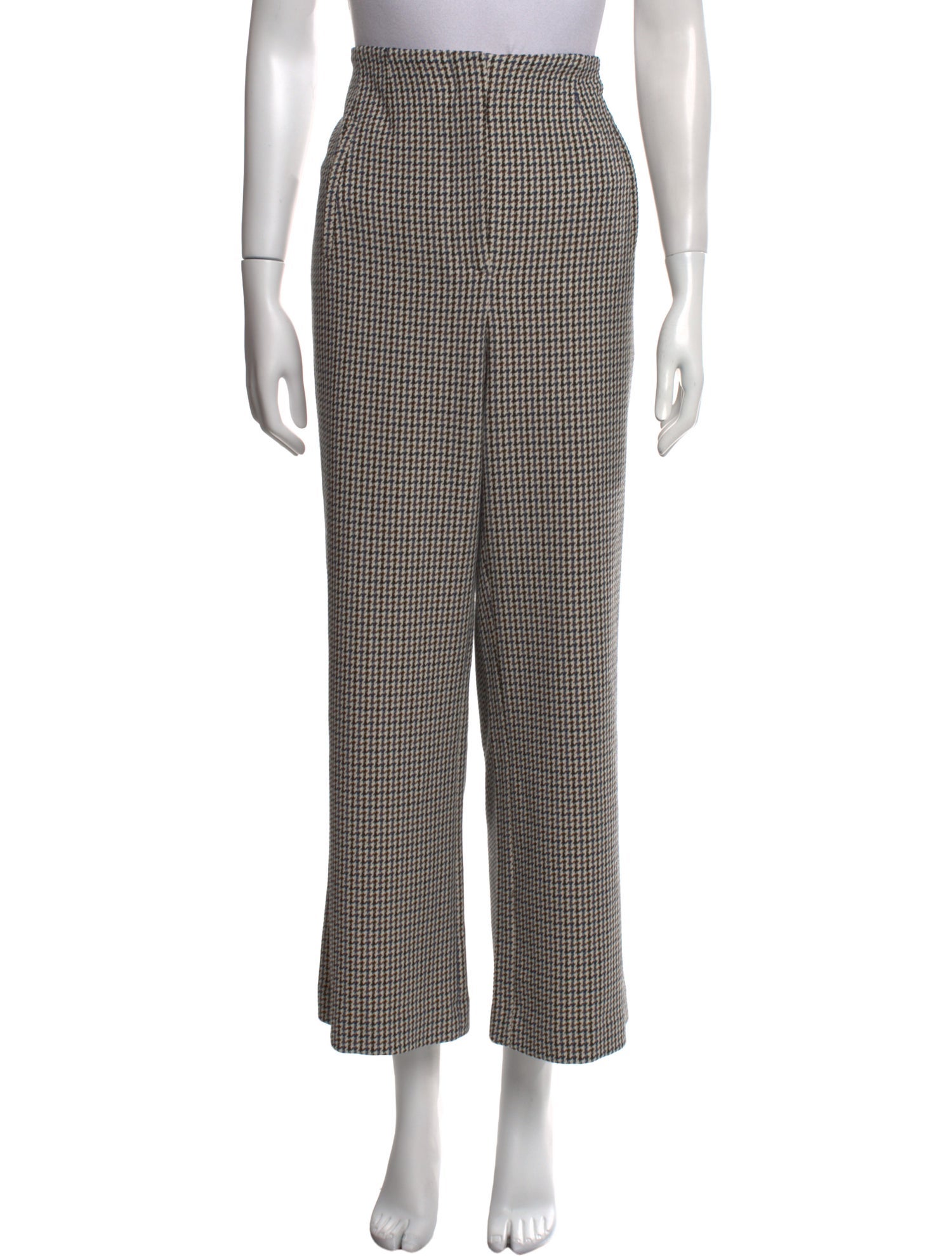 Veronica Beard Houndstooth Print Wide Leg Pants