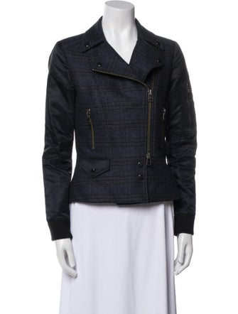 Veronica Beard Virgin Wool Tweed Pattern Biker Jacket