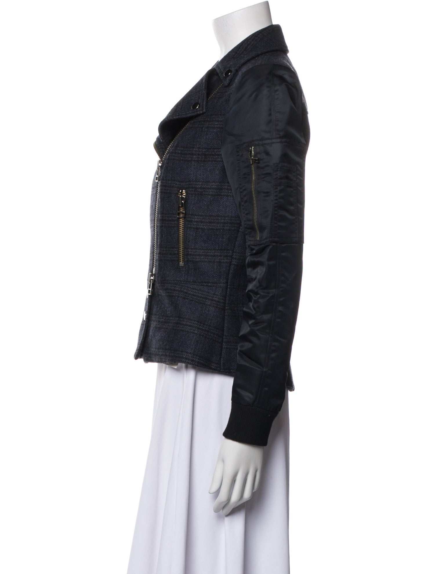 Veronica Beard Virgin Wool Tweed Pattern Biker Jacket