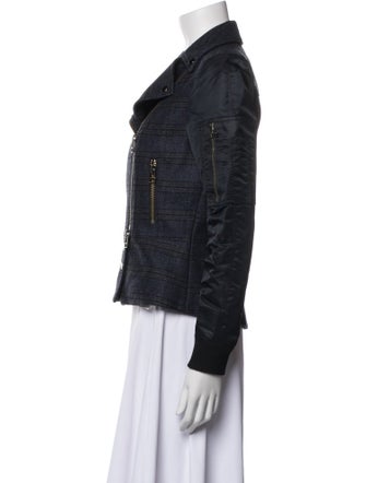 Veronica Beard Virgin Wool Tweed Pattern Biker Jacket