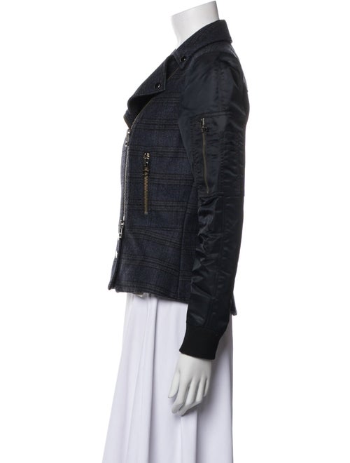 Veronica Beard Virgin Wool Tweed Pattern Biker Jacket