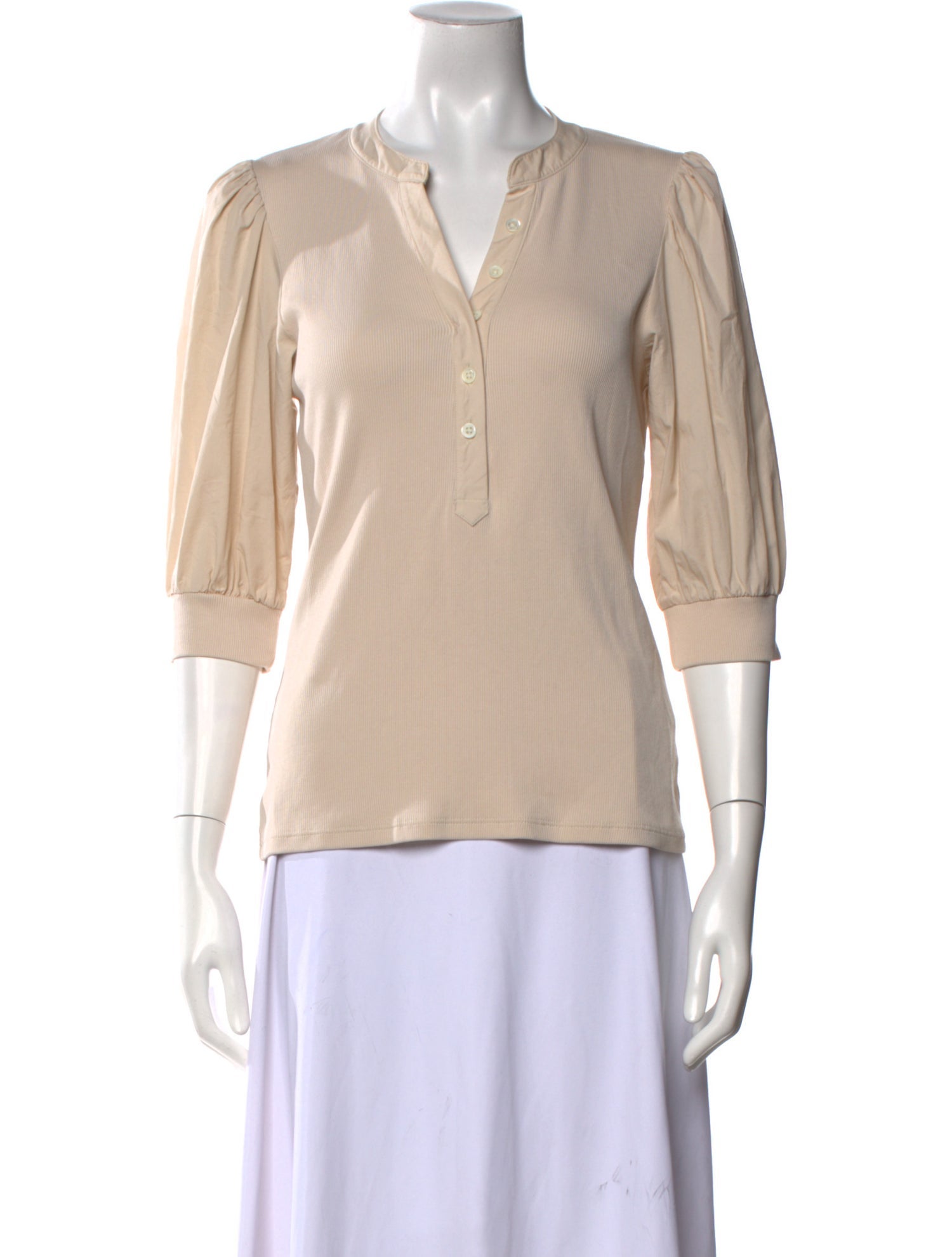 Veronica Beard V-Neck Three-Quarter Sleeve Blouse