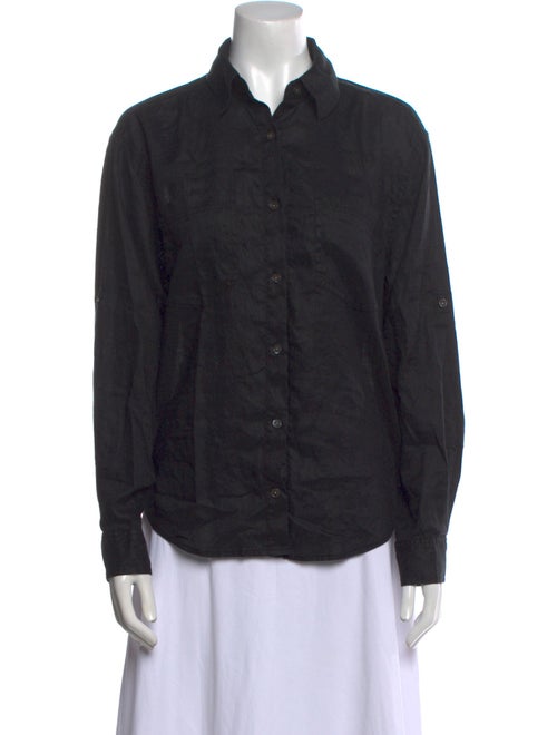 Veronica Beard Linen Long Sleeve Button-Up Top