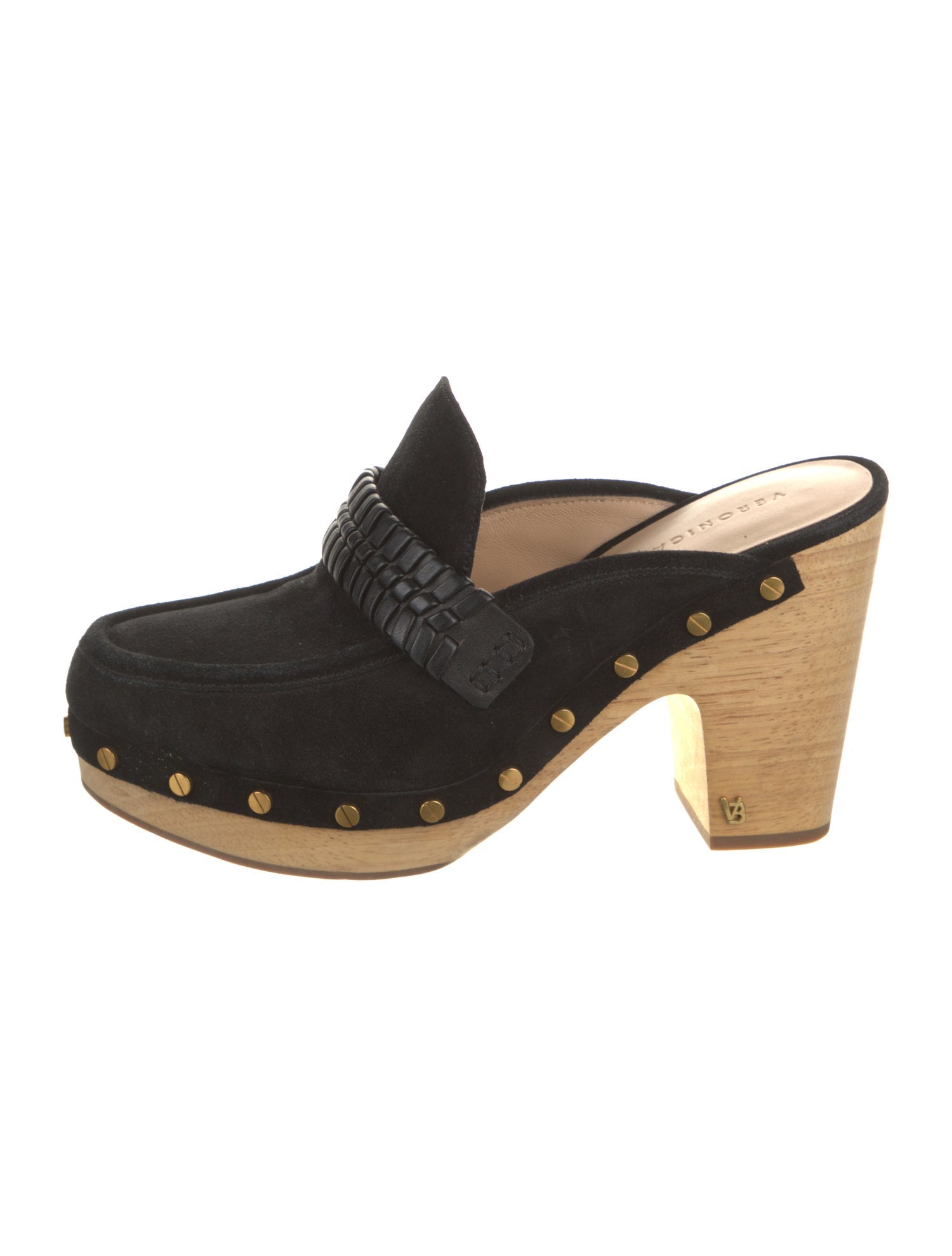 Veronica Beard Suede Studded Accents Mules