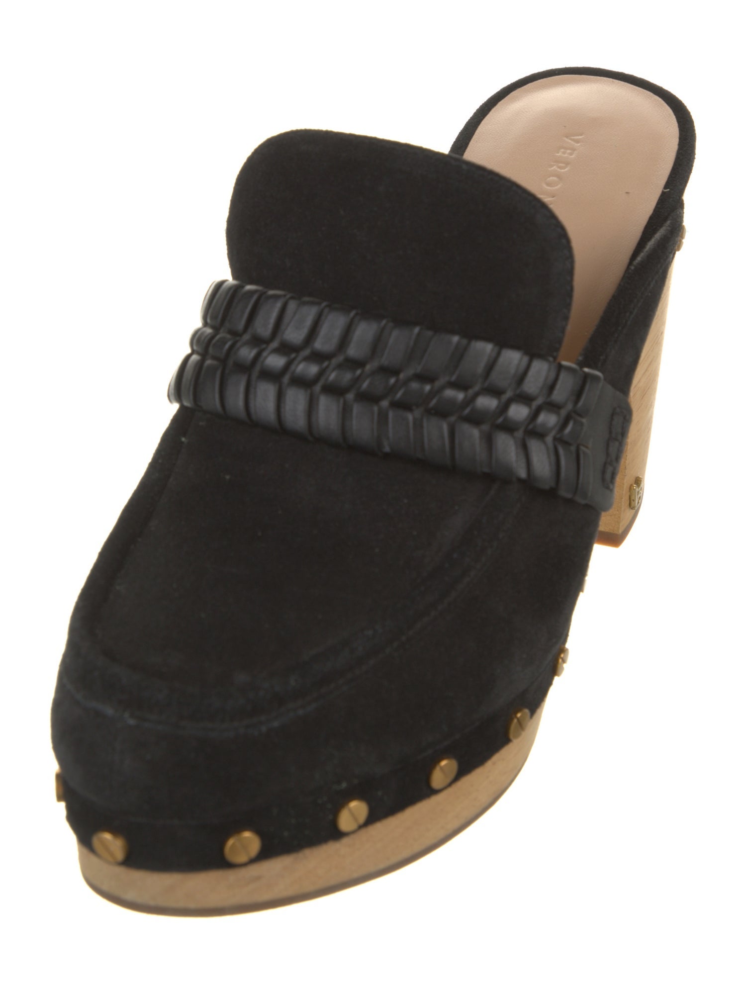 Veronica Beard Suede Studded Accents Mules