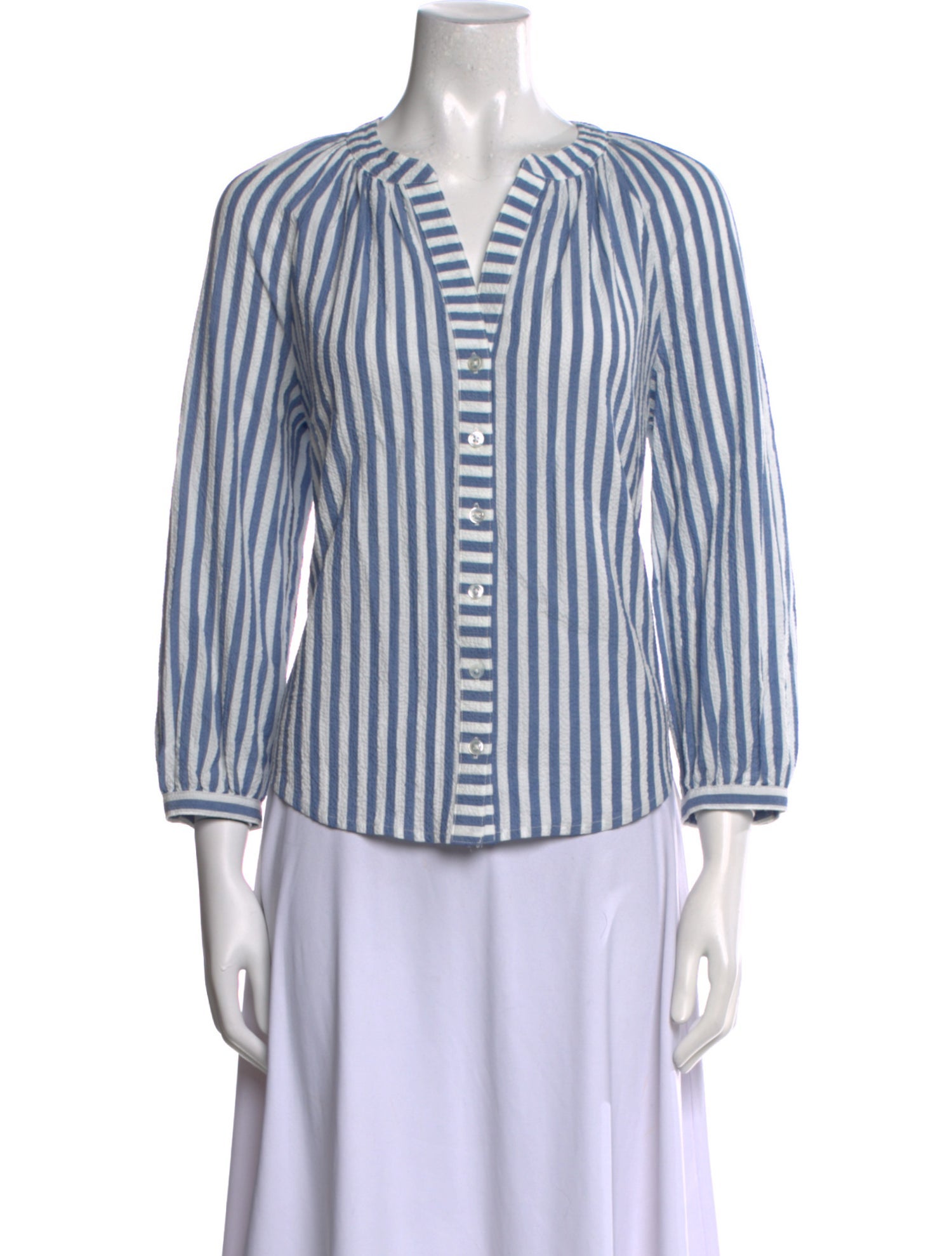 Veronica Beard Striped V-Neck Blouse