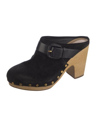 Veronica Beard Suede Studded Accents Mules