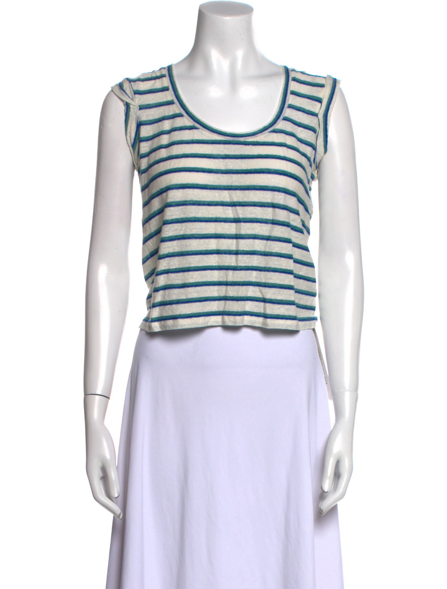 Veronica Beard Linen Striped Crop Top