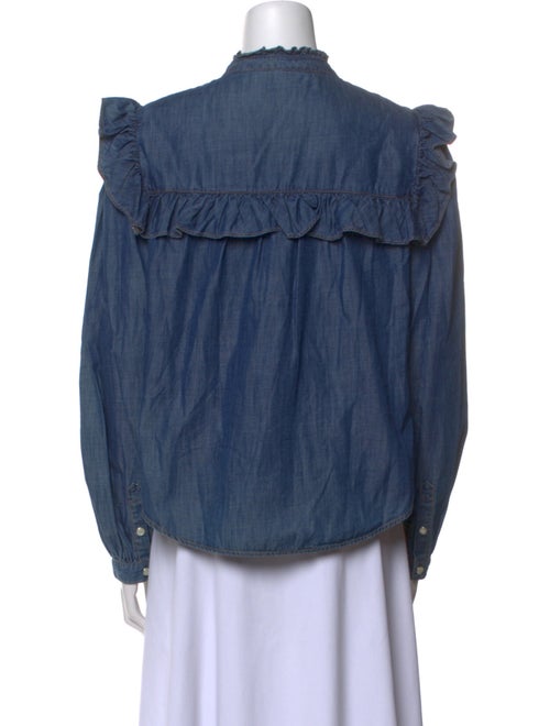 Veronica Beard Mock Neck Long Sleeve Button-Up Top