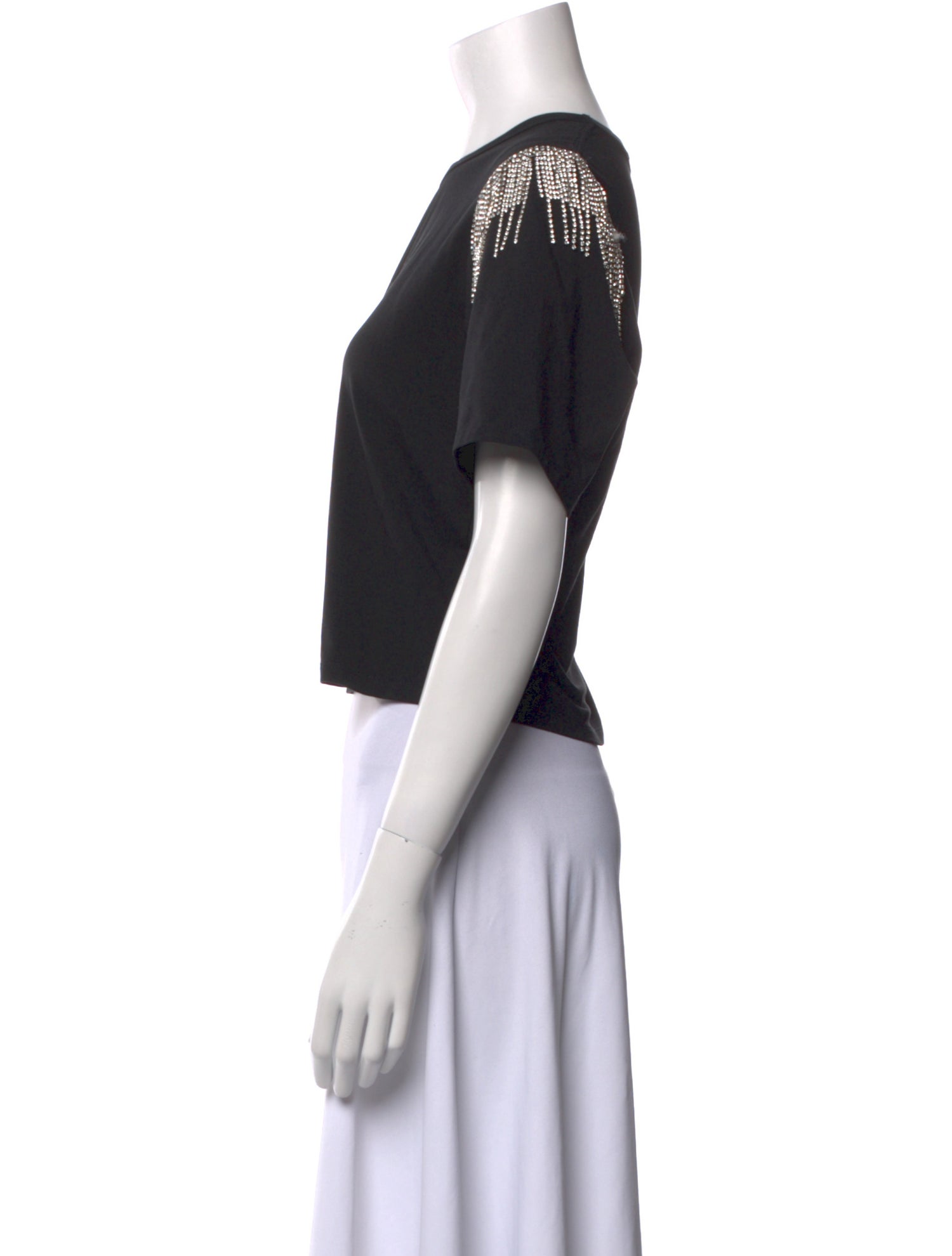 Veronica Beard Crew Neck Short Sleeve Crop Top