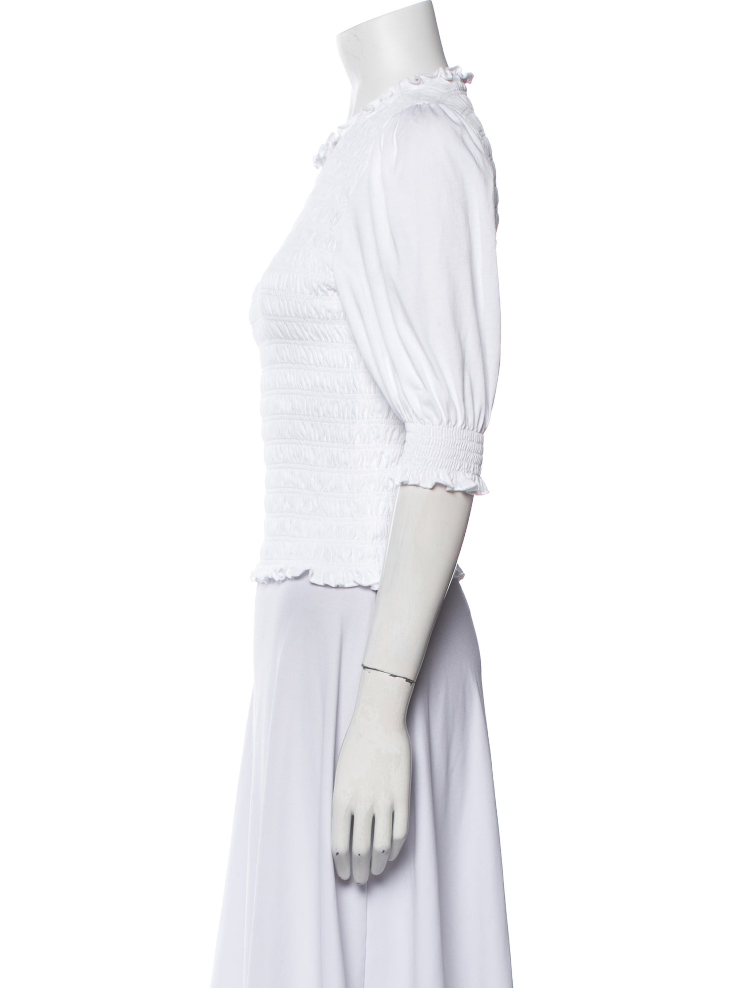 Veronica Beard Crew Neck Three-Quarter Sleeve Crop Top