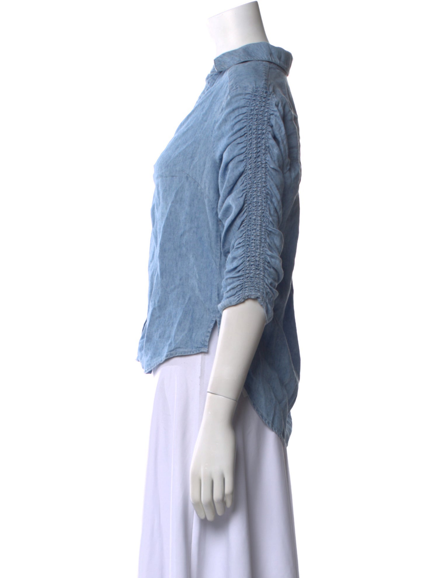 Veronica Beard V-Neck Three-Quarter Sleeve Button-Up Top