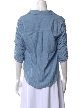 Veronica Beard V-Neck Three-Quarter Sleeve Button-Up Top