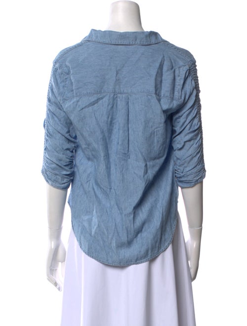 Veronica Beard V-Neck Three-Quarter Sleeve Button-Up Top