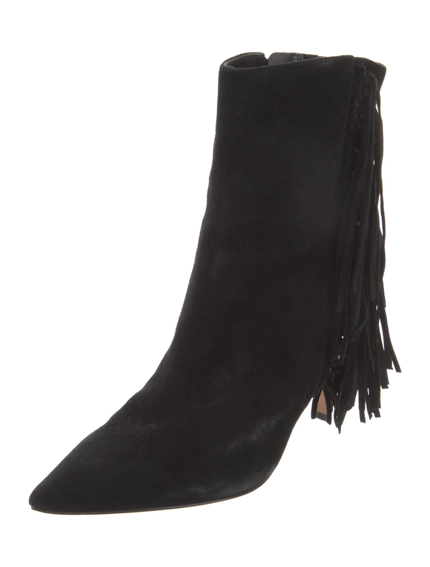 Veronica Beard Suede Fringe Trim Accent Western Boots