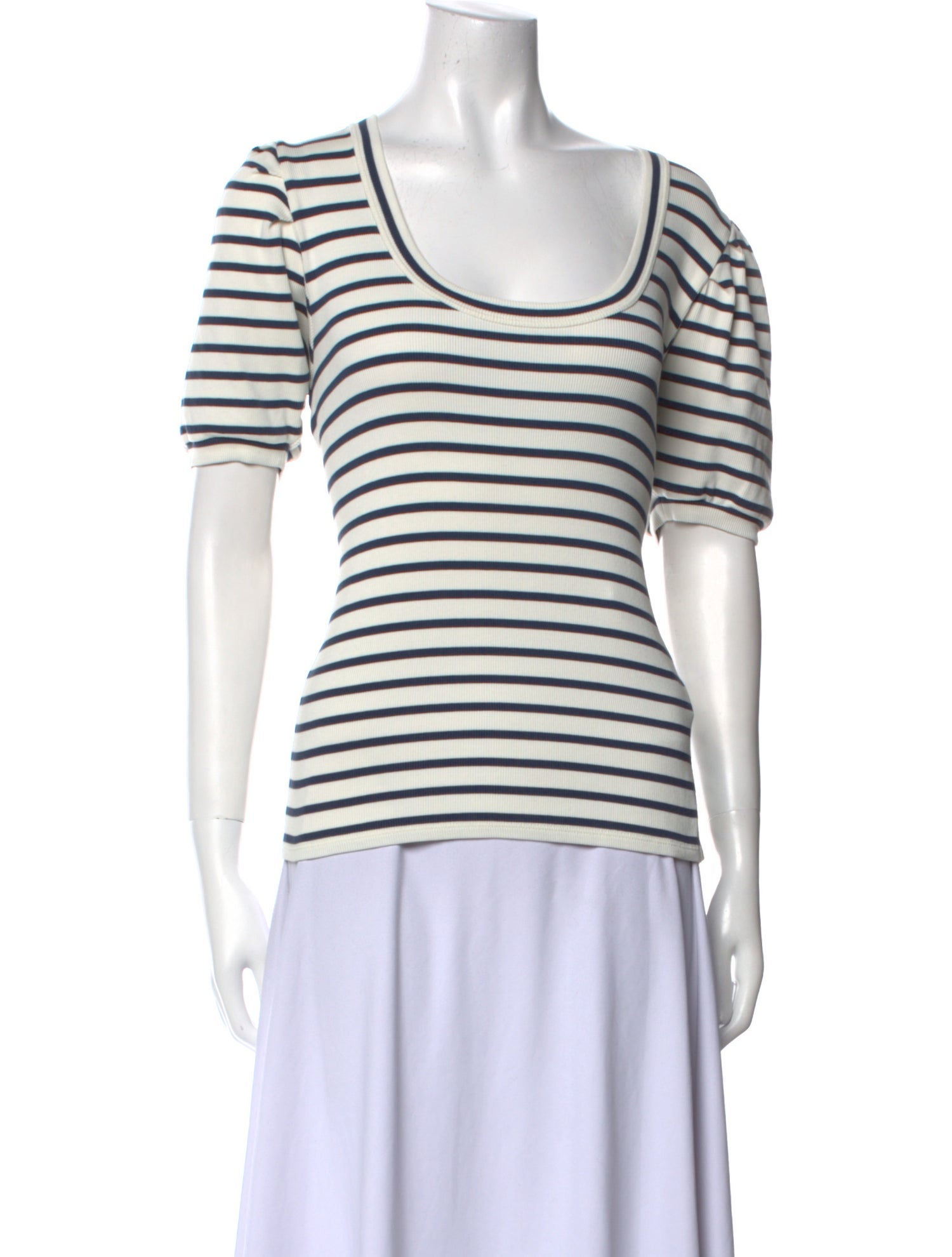 Veronica Beard Striped Scoop Neck T-Shirt
