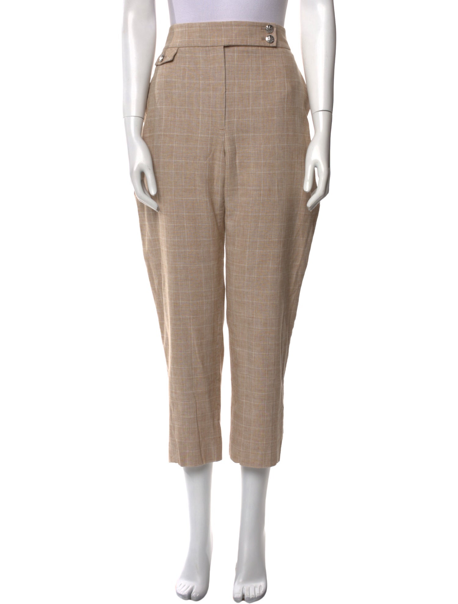 Veronica Beard Plaid Print Straight Leg Pants