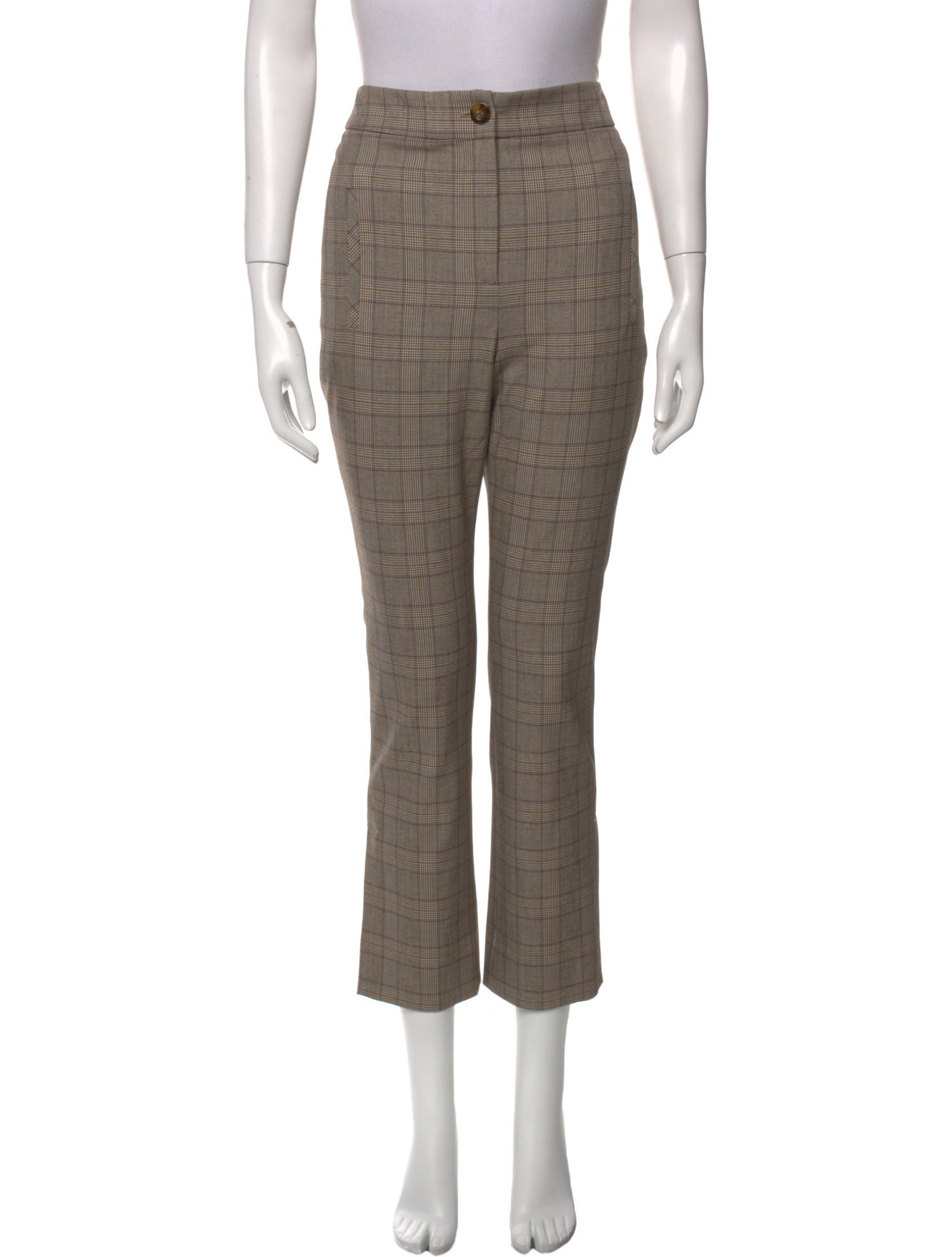 Veronica Beard Plaid Print Straight Leg Pants w/ Tags