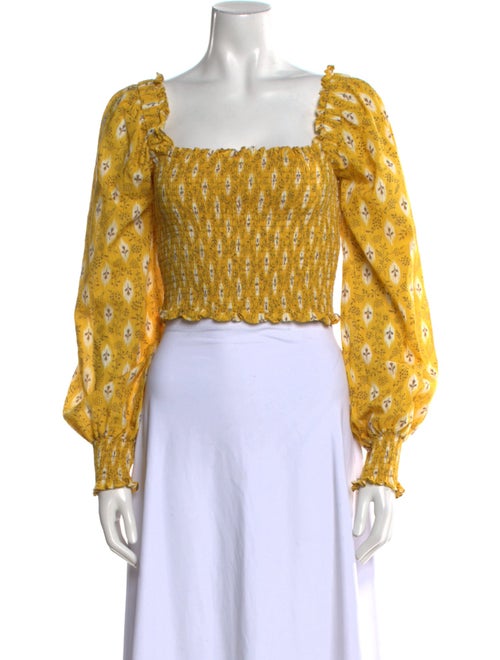 Veronica Beard Printed Square Neckline Crop Top