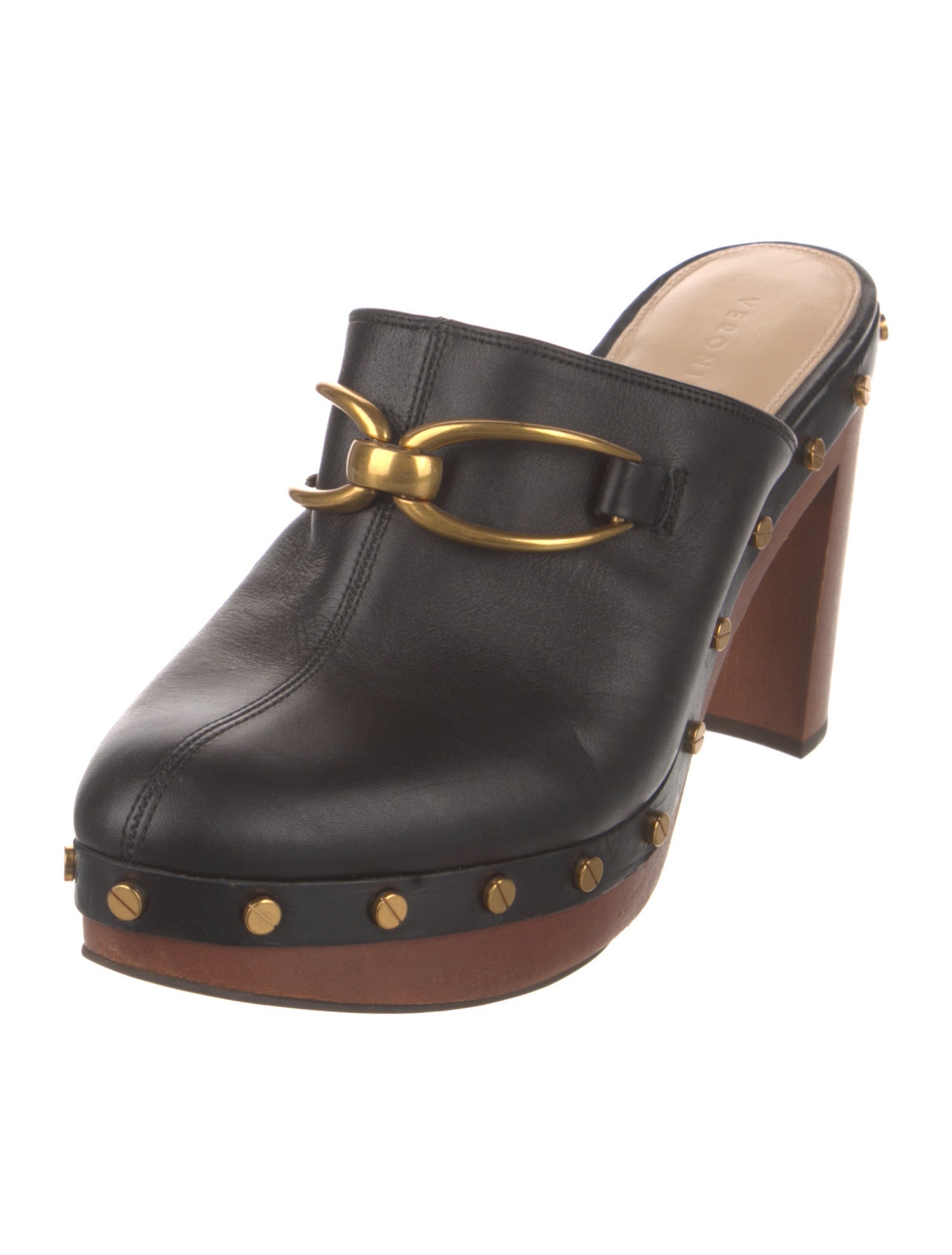 Veronica Beard Leather Studded Accents Mules